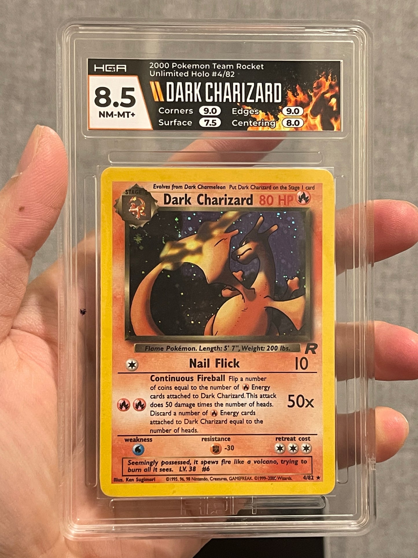 Dark Charizard SWIRL HGA 8.5